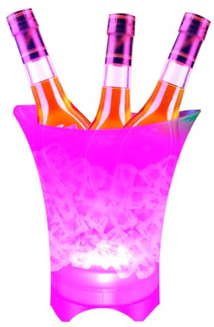 ERYUE Seau à Glace LED 7 Couleurs avec Stéréo BT, Refroidisseur de Boissons Compact de 5 L pour Camping en Plein Air, Bar, KTV, 6 Modes D'éclairage, activé par Le Son