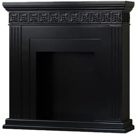 Habillage de cheminée Cadre de cheminée décoratif noir/blanc, cadre en bois bouleau massif(Noir)