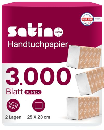 25 x 23 cm Premium Papierhandtücher für H3 & PT3 Spender – 100% Zellstoff garantiert maximalen Komfort & Funktionalität – angenehm weich, saugstark & reißfest – Lieferumfang: 1 Karton á 20 x 150 Blatt