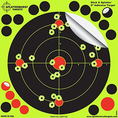 20,3 cm Stick & Splatter selbstklebende, hell fluoreszierendSplatter-Zielscheiben – Ihre Schüsse platzen bei Aufprall gelb – ideal für Schusswaffen, Gewehre, Pistolen, AirSoft, BB & Pelletpistolen