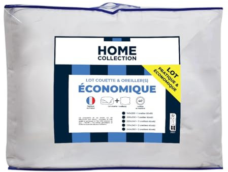 Home Collection Pack Couette Câline 1 Personne 140x200 cm avec 1 Oreiller 60x60 cm LKS25, Blanc