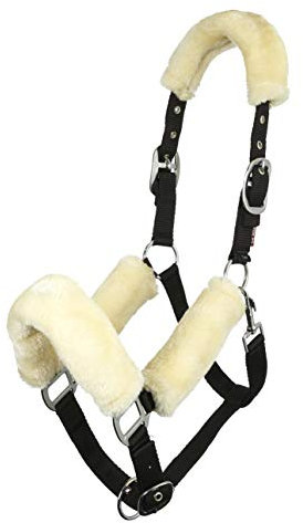 LeMieux Komforthalfter für Pferde, schwarz/naturfarben, weiches Fleecefutter, verstellbar und langlebig, voll