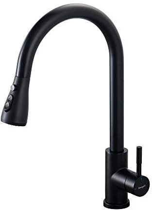 Ibergrif M22136B Grifo Cocina Extraible, Mezclador de Fregadero con 3 Modos, Rotación de 360 grados, Cold Start, Ahorro de Energía, Latón, Negro
