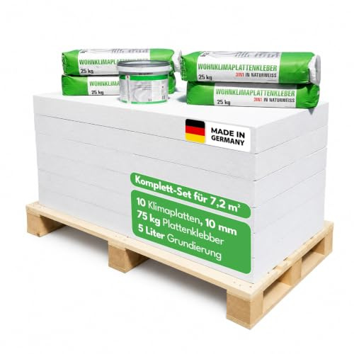 Klimaplatte 25mm Calciumsilikat Dämmplatte für innen | Kalziumsilikatplatten gegen Schimmel & Feuchtigkeit | nachhaltige Dämmung & Isolierung für Keller, Feuchtraum, Altbau, Wohnraum | Set für 7,2 m²