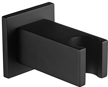ENKI B22 Square Modern Shower Head Holder, Matt Black, Bracket | Solid Brass, Easy Install, Fittings Included, 1-Year Guarantee, Adjustable, Wall Bracket, Replacement, Bathroom