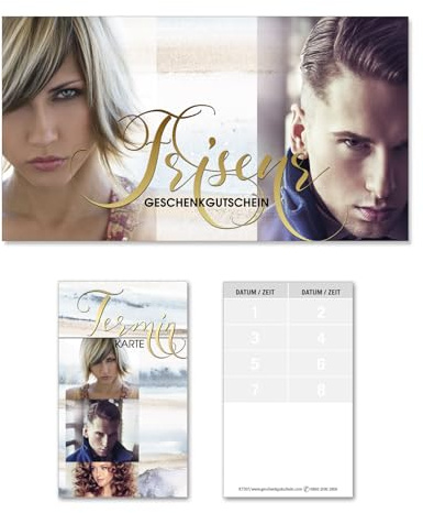 GESCHENKGUTSCHEINcom - 10 Gutscheine mit 100 Terminkarten für Friseure Friseursalon - Geschenkgutschein-Vordruck K1203-10 TK