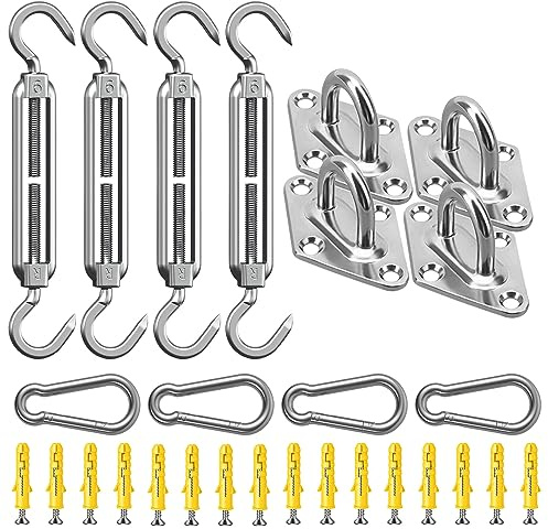 Sonnensegel Befestigung Kit M6 - Hochwertiges Edelstahl 304 - Tragfähigkeit von 80 kg - Sonnensegel Spanner Zubehör Montage Aufbau Set für Viereck und Dreieck Garten, Awnings Mounting Assembly Set
