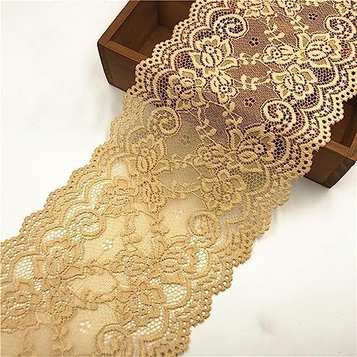 5 Yards 15 cm Breite Vintage Spitzenband, Spitzenbordüre Spitzenborte Zierband Dekoband Spitzenstoff Spitzenbesatz HäKelband Lace Textilborte WäSchespitze Spitzen Bänder zum Nähen, DIY Basteln(Gelb)