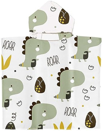 mellystore Toalla de Baño con Capucha de Niños Poncho Toalla Niño 65 x 75cm Toalla Playa Niño de Microfibra Toalla Infantil con Capucha para Niñas Niños Natación Playa Ducha(Dinosaurio Verde)