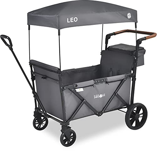 FableKids Chariot à roulettes Leo X2Lite avec Toit | Chariot de Transport Pliable | Peut Supporter jusqu'à 20 kg par siège | Harnais 5 Points | Roues 360° | Frein à Pied | Oxford 600D| Gris Fossile