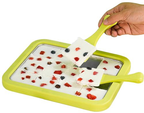 TuToing Helado Roller Maker Pan, Máquina de Yogur Helado, Máquina para Hacer Helados en Rollo con 2 Espátulas para Hacer Helados, Helados para Sorbete, Yogurt Congelado, Gelato (Verde)