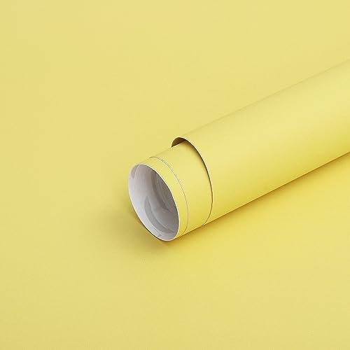 Timeet Carta da parati autoadesiva, 40 x 300 cm, colore giallo opaco, per mobili, autoadesiva, impermeabile, per mobili, pareti, cucina, armadio
