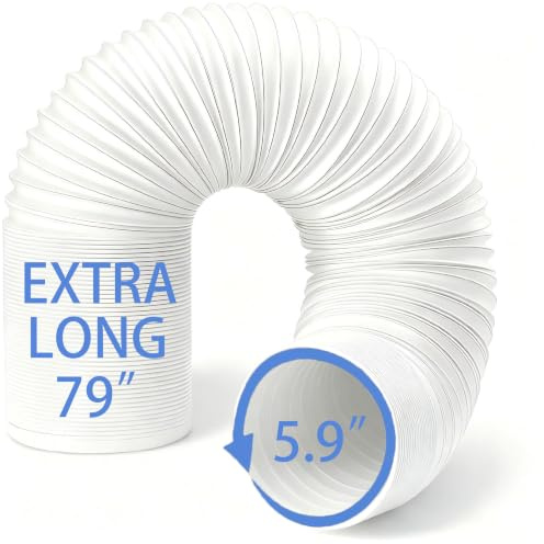 Portable Air Conditioner Exhaust Hose, 15cm/5.9 Diameter and 200cm/79 Length AC Exhaust Vent Flexible Hose, Anti-Clockwise Thread AC Parts Compatible with LG, Delonghi and More