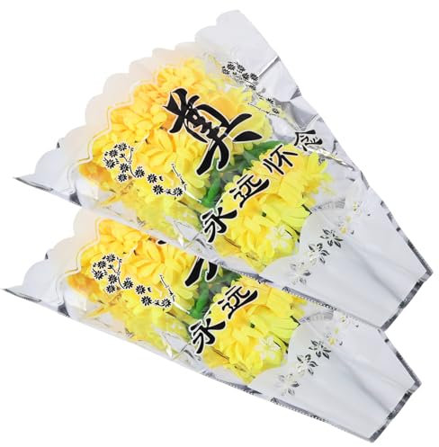 Alipis Disposizione Della Tomba 2 Pezzi Crisantemi Artificiali Bouquet Di Fiori Commemorativi Decorazione Floreale Del Cimitero