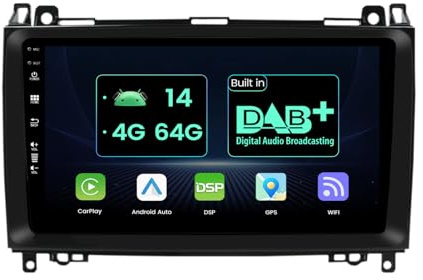MISONDA [DAB+] 9 IPS 1 Din Android 14 Car Radio For Mercedes Benz W639/Vito/Viano/W906/Sprinter/W169/W245- [4G+64G] - [Built-in Carplay+GPS Navi ] - Free Camera+Mic SWC 4G WiFi AUX RDS Head Unit