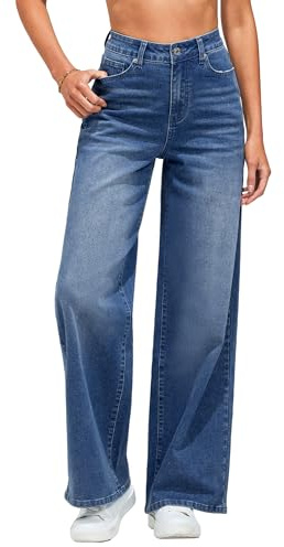 Vetinee Mom Jeans Damen Jeans Straight Nightfall Blue Größe Large Passt EU Größe 42 bis EU Größe 44