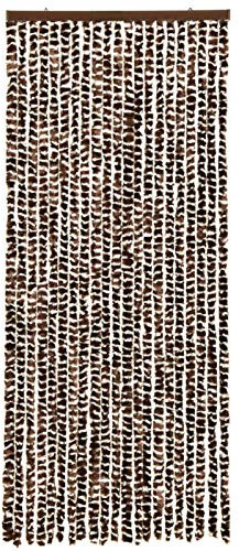 LAPOOH Insektenschutz-Vorhang Braun und Weiß 56x185 cm Chenille, Fliegenvorhang, Fliegenschutz Tür, Balkontür Fliegengitter, Fiegengittertür