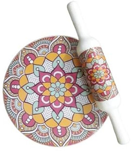 Chakla di design in marmo con mattarello in legno