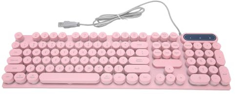 Fockety Tastiera per Computer Cablata USB, Full Size 104 Copritasti Rotondi Retroilluminati Piedini Ergonomici Pieghevoli Tastiera da Gioco Tasti Multimediali Tastiera per Macchina da