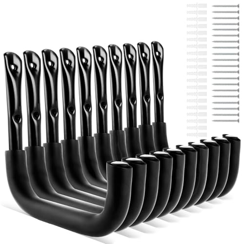 AKOLAFE 10 Stück Wandhaken zum Schrauben Edelstahl Garagenwandhaken 25 x 23 cm Schwerlast 25 kg J Wandhalterung zum Aufhängen für Klappstuhl Fahrrad