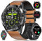 LIGE 2025 Reloj Inteligente Hombre con 400mAh Batería,1.43'' Pantalla Amoled,123 Modos de Deporte,Llamadas Bluetooth,Fitness Watch con Monitor de Ritmo Cardíaco/Sueño,Android iOS Marrón
