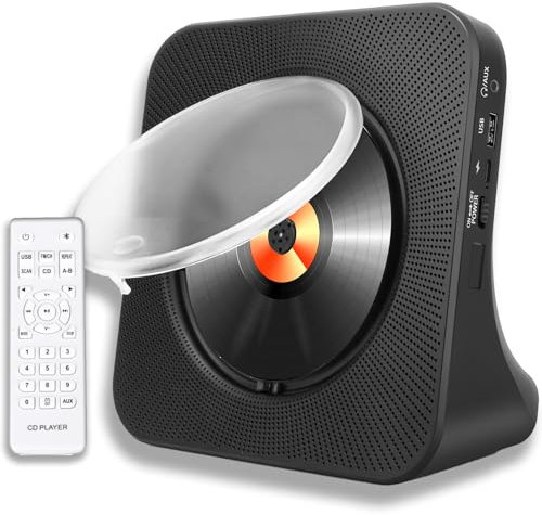 Portable cd player,Desktop CD Player with Speakers, Hi-Fi Stereo Sound,Home Bluetooth CD Player,Remote Control,Supports CD/Bluetooth/FM Radio/U Disk/AUX/Timer.