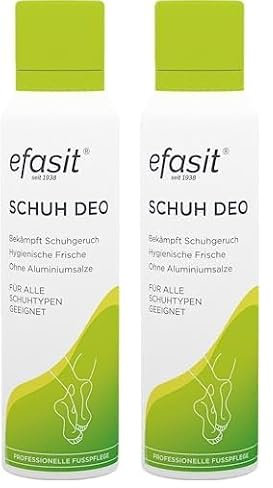 efasit Schuhdeo - Schuhspray gegen Geruch für alle gängigen Schuhmaterialien, mehr Hygiene und Frische im Schuh dank Schuhdeo, ohne Aluminiumsalze, 150 ml (Packung mit 2)