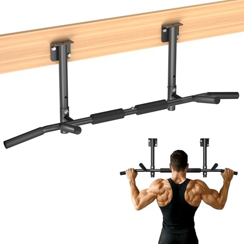 ONETWOFIT Barra per trazioni, montaggio a parete, montaggio a soffitto, 3 in 1, Heavy Duty per allenamento indoor Home Gym (carico massimo 200 kg) (Nero-1)