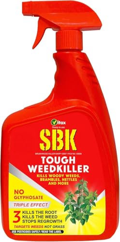 SBK Brushwood Killer Spray 1L (Pack of 1) – Tough Weedkiller & Stump Killer | Extra Strong Ready-to-Use Weed Killer for Brambles, Nettles & Woody Weeds | Garden Use