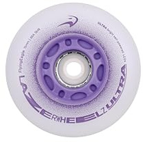 Flying Eagle LazerWheelz Ultra - Ruedas de patinaje en línea para interiores y exteriores, 76 mm, paquete de 8 luces LED moradas de dureza 88A para reemplazo de ruedas de patinaje, accesorios en línea