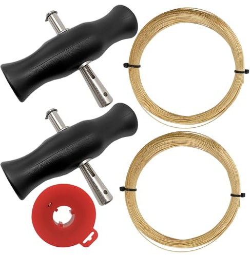 SINRAD 4 Pièces Outils de Dépose de Pare Brise, Kit D’Enlèvement de Pare-bris, avec 2 Poignée et 2 Fils de Coupe, Outil de Suppression de Pare-Brise avec Fil de Coupe en Verre, Poignées Noir