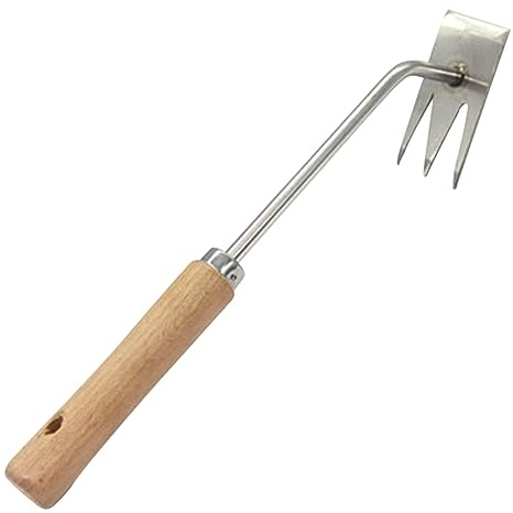 UKCOCO Attrezzo da Giardino Diserbante Multifunzione in Acciaio Inox Manico Ergonomico per Rimozione Erbacce e Radici, Strumento Manuale per Giardinaggio Domestico e Orto