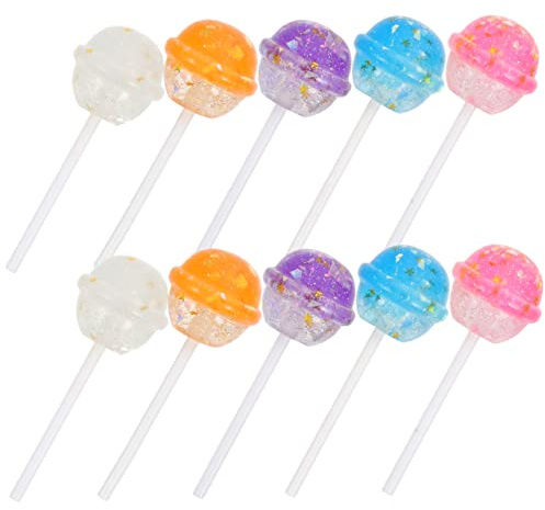 VANZACK 10 Lecca Lecca in Resina Colorati per Decorazioni Accessori Fotografici Modelli Caramelle Resistenti e Sicuri per Decorazione Micro Paesaggio