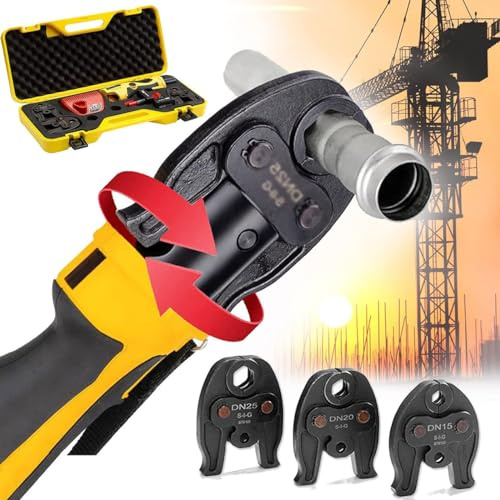 Kit di utensili per pressatura idraulica elettrica senza fili, con 3 ganasce, luce LED, 2 batterie