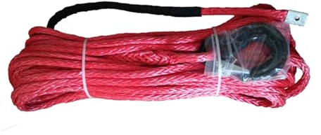 Cuerda sintética for cabrestante de Coche de 12 mm x 30 m con Gancho, Cable Resistente for cabrestante Todoterreno ATV UTV Fuerte Capacidad(Red)