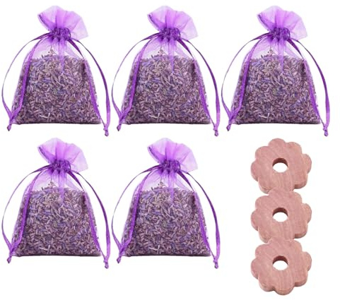 ARYIMYDP 5 Sacchetti Profumati Lavanda - Vera Essiccata per Armadi e Guardaroba， Protezione Antitarme， per Cassetti, Ambienti e Vestiti， Profumatore Armadio， 5 g per Sacchetto， Confezionati a Mano