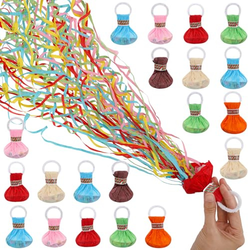 20 Pack Hand Throw Streamers,Party Streamers Poppers with 30 Ribbons