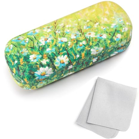Beipegin Brillenetui Hardcase Groß Klassisches Blumen Biene Sonnenbrillen Etui mit Brillenputztücher Brillenetui Damen Herren Kinder für Sonnenbrille Sportbrille