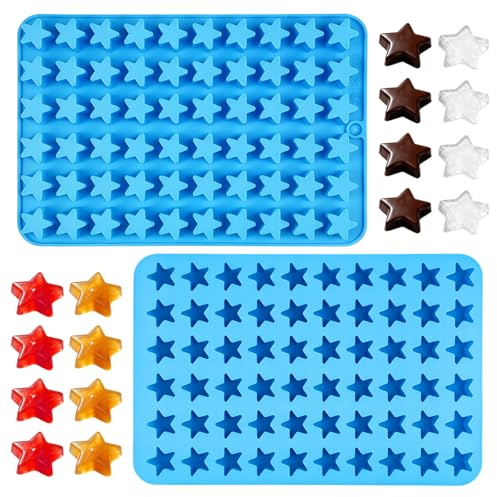2 stycken stjärnor silikonform, 60 Cavity fyrkantiga chokladformer, 21,7 x | 14,5 x 1,2 cm isbitsform stjärna, mini silikonformar, chokladform silikon för choklad, godis, isbitar, karamell