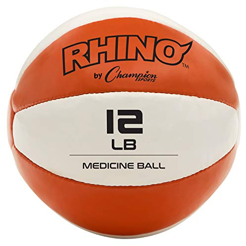 Champion Sports - Balón Medicinal de Piel (Naranja/Blanco, 5 – 5,4 kg)