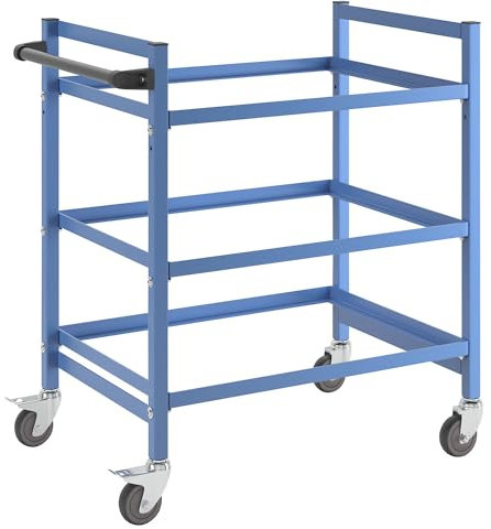 eurokraft | Kommissionierwagen | LxBxH 970 x 610 x 1045 mm | 3 Etagen