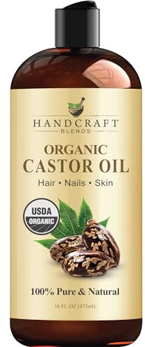 Handcraft Blends, olio di ricino biologico per capelli, ciglia e sopracciglia, 473 ml, 100% puro e naturale, olio vegetale di alta qualità per capelli, ciglia e sopracciglia, capelli e corpo