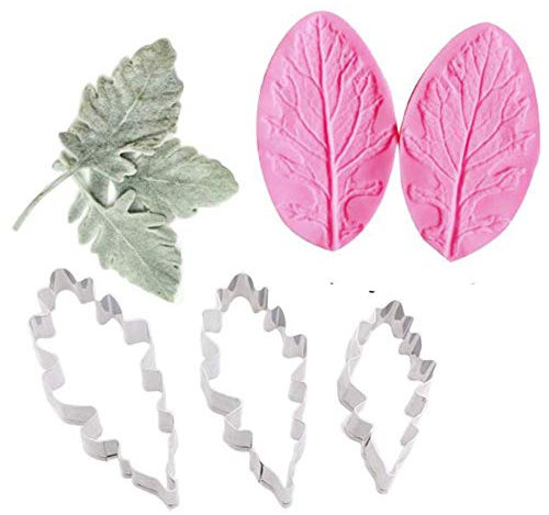 Fiore Petalo Venatore Taglierino Silicone Stampi Acciaio Inox Ripieno Set, Decorazione Dolci Toosl Coltello per Biscotti Cottura, Teglie e Sugarcract Cioccolato Gumpaste Torta - Cineraria