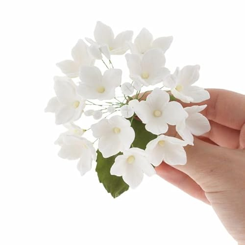 Global Sugar Art Hydrangea Blossoms Sugar Cake Flowers Spray, White, 4 Count by Chef Alan Tetreault