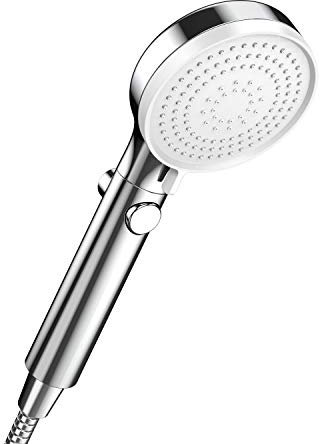 HONBOO Duschkopf mit Stoppfunktion, Wassersparender Duschkopf Hochdruck Handbrause mit 3 Strahlarten, Universal Brausekopf Duschbrause für Baden und Spa, Chrom