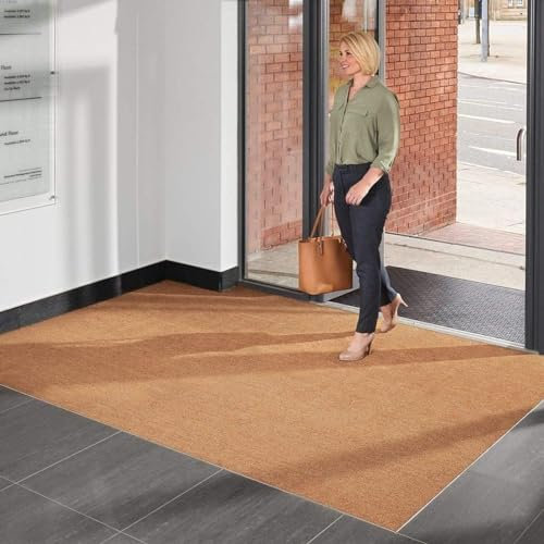 FloorPro Jacksons Heavy Duty Coir Entrance Matting - Indoor/Outdoor - 1m or 2m Width - Cut To Size - Heavy Duty Tough Fibres - Hallway, Foyer, Lobby,Reception, Door Mat, Roll (1m, 0.4m)
