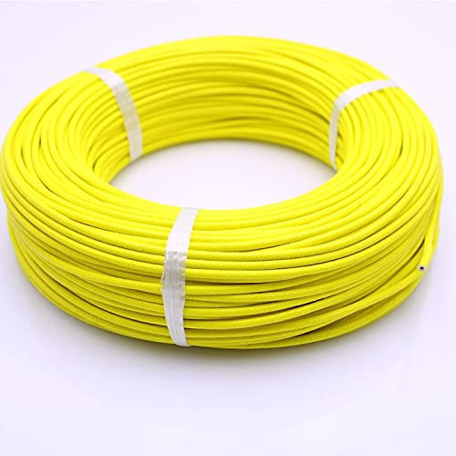 KEPOHK Hitzebeständig 300 ° C Glasfaser geflochtener Hochtemperatur-Silikondraht und Kabel 0,3 mm 0,5 mm 0,75 mm 1,0 mm 1,5 mm 2,5 mm 4 mm 6 mm 0,75 mm-18 AWG Gelb