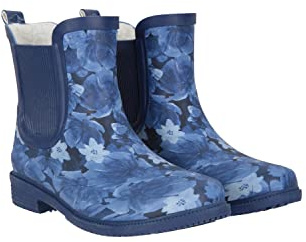 Mountain Warehouse Ankle Printed Womens Rubber Wellies - Fur Lined Wellington Boots, Durable Rain Shoes, Easy Clean - Ideal Footwear for Walking & Daily Use Dark Blue Adult Shoe Size 4