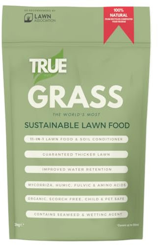 Lawn Association True Grass 1.75kg tube- 100-120m2 coverage - all year round use | Lawn Fertiliser and Soil Conditioner all-in-one | True Garden Range- made from composted recycled food waste