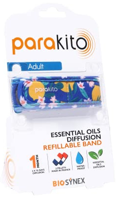 PARAKITO - Refillable Mosquito Bracelet - 2 Refills Included - 1 Month Use - DEET Free - Adult Size (Lemon)